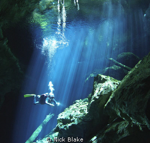 "Light Fantastic", Taj Maha Cenote, Rivera Maya, Mexico by Nick Blake 